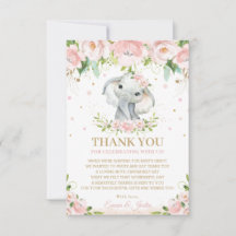 Chic Sweet Elephant Pink Floral Baby Dusche