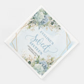 Chic Sweet Sixteen Blue and Gold Floral Table  Serviette (Ecke)