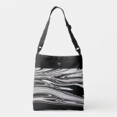 Chic Swirl Muster Taupe Schwarz Mit Monogramm Tragetaschen Mit Langen Trägern (Rückseite)