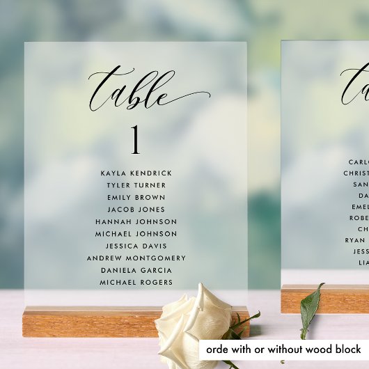 Chic Table Wedding Plan Card Mattierter Stil Acrylschild