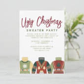 Chic Tacky Ugly Christmas Sweater Party Einladung (Stehend Vorderseite)
