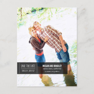 Chic Tag Save the Date Postcard - Schwarz Ankündigungspostkarte