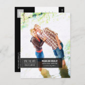 Chic Tag Save the Date Postcard - Schwarz Ankündigungspostkarte (Vorne/Hinten)