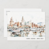 Chic Tampa Florida Skyline Watercolor Travel Postkarte (Vorne/Hinten)