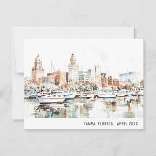 Chic Tampa Florida Skyline Watercolor Travel Postkarte