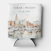 Chic Tampa Florida Skyline Watercolor Wedding Dosenkühler (Vorderseite)