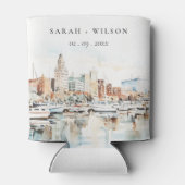 Chic Tampa Florida Skyline Watercolor Wedding Dosenkühler (Rückseite)