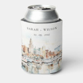 Chic Tampa Florida Skyline Watercolor Wedding Dosenkühler (Kanne Rückseite)