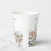 Chic Tampa Florida Skyline Watercolor Wedding Pappbecher (Rechts)