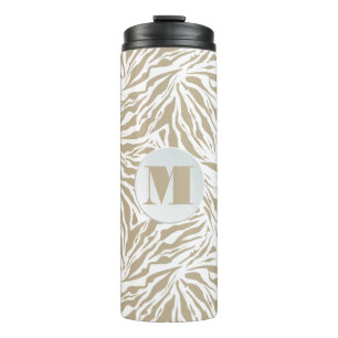 Chic Tan Animal Print Mit Monogramm Thermosbecher