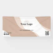Chic Tan Boho Website Logo Event QR Code Banner (Horizontal)