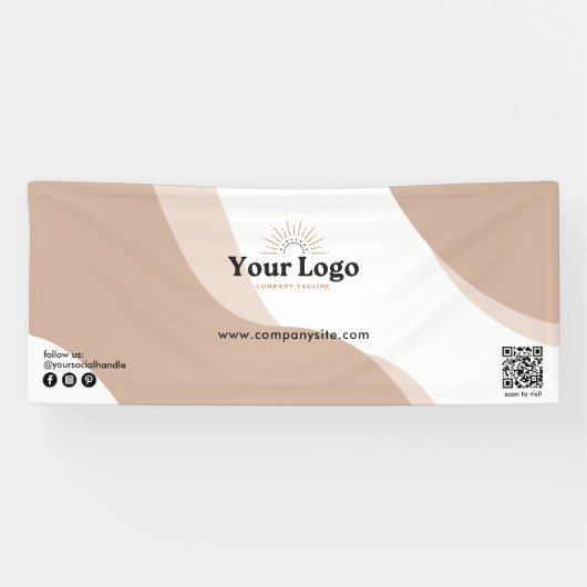 Chic Tan Boho Website Logo Event QR Code Banner (Horizontal)