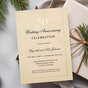 Chic Tan Goldfolie 50. Hochzeitstag Folien Feiertagskarte