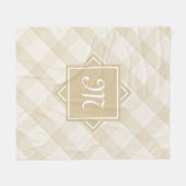 Chic Tan Kariert mit moderner Diagonal-Monogramm Fleecedecke (Vorderseite (Horizontal))