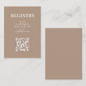 Chic Tan Wedding Registry QR Code Begleitkarte (Vorne/Hinten)