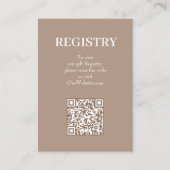 Chic Tan Wedding Registry QR Code Begleitkarte (Vorderseite)