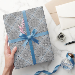 Chic Tartan Blau Grau Schwarz Muster Geschenkpapier