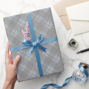 Chic Tartan Blue Gray Black Pattern Geschenkpapier