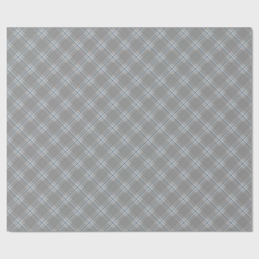 Chic Tartan Blue Gray Black Pattern Geschenkpapier (Flach)