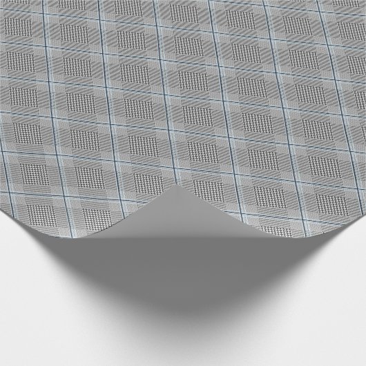 Chic Tartan Blue Gray Black Pattern Geschenkpapier (Ecke)