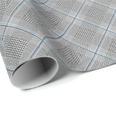 Chic Tartan Blue Gray Black Pattern Geschenkpapier (Rolleneckpunkt)