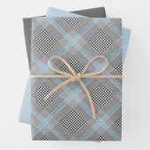 Chic Tartan Blue Gray Black Pattern Geschenkpapier Set (Beispiel)