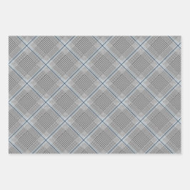 Chic Tartan Blue Gray Black Pattern Geschenkpapier Set