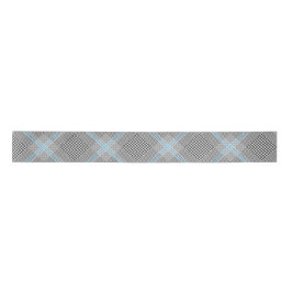 Chic Tartan Blue Gray Black Pattern Satinband