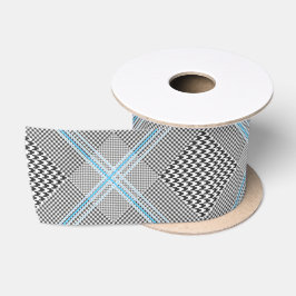 Chic Tartan Blue Gray Black Pattern Satinband