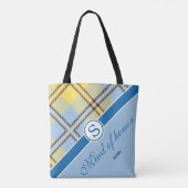 Chic Tartan Custom Monogram Name Script Bridesmaid Tasche (Rückseite)