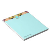 Chic Tartan Metallic Custom Script Monogram Cyan Notizblock (angewinkelt)