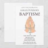 Chic Taufe mit Praying Hands Gebetsbekleidung Einladung (Vorne/Hinten)