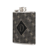 Chic Taupe Abstraktes Muster Mit Monogramm Flachmann (Links)