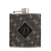 Chic Taupe Abstraktes Muster Mit Monogramm Flachmann (Vorderseite)