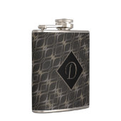 Chic Taupe Abstraktes Muster Mit Monogramm Flachmann (Rechts)