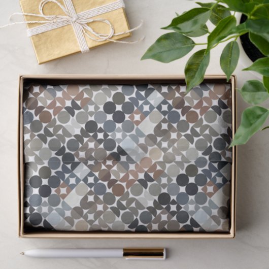 Chic Taupe Beige Gray Tan Brown Circles Muster Seidenpapier (Geschenk)