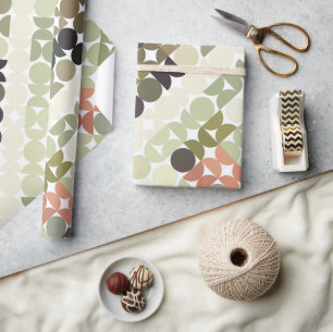 Chic Taupe Beige Hellolivgrün Kreismuster Geschenkpapier