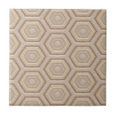 Chic Taupe Beige Tan Brown Honeycomb Mosaik Kunst Fliese (Vorderseite)