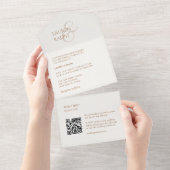 Chic Taupe & Ivory Monogram Initials All In One Einladung (Abreißen)