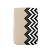 Chic Taupe White Black Zigzag Streifen Muster Badematte (Vorderseite Vertikal)