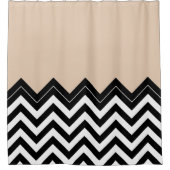 Chic Taupe White Black Zigzag Streifen Muster Duschvorhang (Vorderseite)