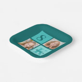 Chic Teal Birthday Party Custom Photo Collage Pappteller (Gewinkelt)
