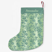 Chic Teal Floral Glitter Elegant Pattern Christmas Kleiner Weihnachtsstrumpf (Rückseite)