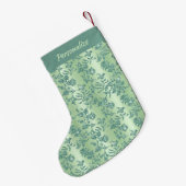 Chic Teal Floral Glitter Elegant Pattern Christmas Kleiner Weihnachtsstrumpf (Rückseite (Hängend))