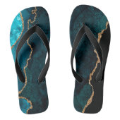 Chic Teal Gold Glitter Agate Custom Monogram Badesandalen (Fußbett)