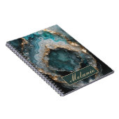 Chic Teal Green Gold Glitter Personalized Notebook Notizblock (Rechte Seite)