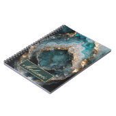 Chic Teal Green Gold Glitter Personalized Notebook Notizblock (Linke Seite)