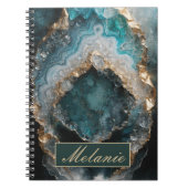 Chic Teal Green Gold Glitter Personalized Notebook Notizblock (Vorderseite)