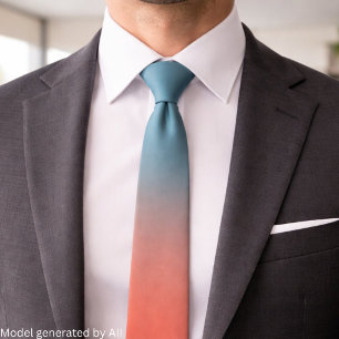 Chic Teal Pfirsich Ombre-Verlauf Krawatte