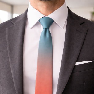 Chic Teal Pfirsich Ombre-Verlauf Krawatte